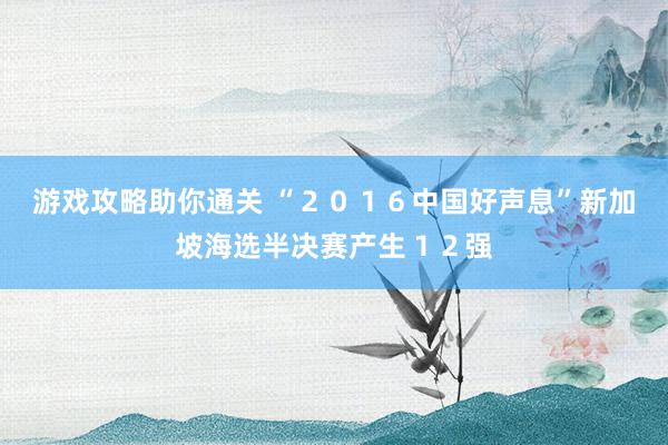 游戏攻略助你通关 “２０１６中国好声息”新加坡海选半决赛产生１２强