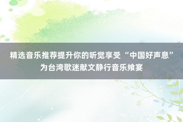 精选音乐推荐提升你的听觉享受 “中国好声息”为台湾歌迷献文静行音乐飨宴