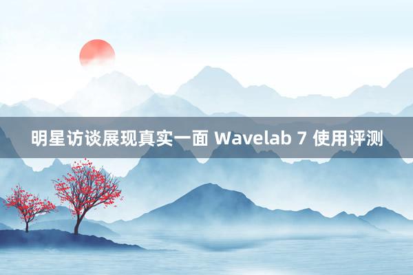 明星访谈展现真实一面 Wavelab 7 使用评测