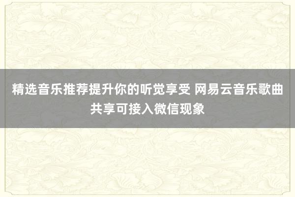 精选音乐推荐提升你的听觉享受 网易云音乐歌曲共享可接入微信现象