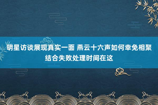 明星访谈展现真实一面 燕云十六声如何幸免相聚结合失败处理时间在这