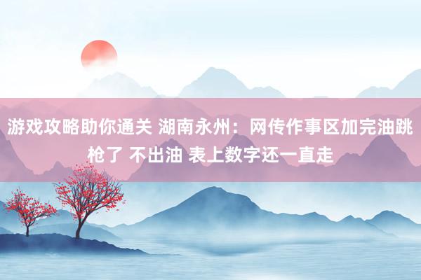 游戏攻略助你通关 湖南永州：网传作事区加完油跳枪了 不出油 表上数字还一直走