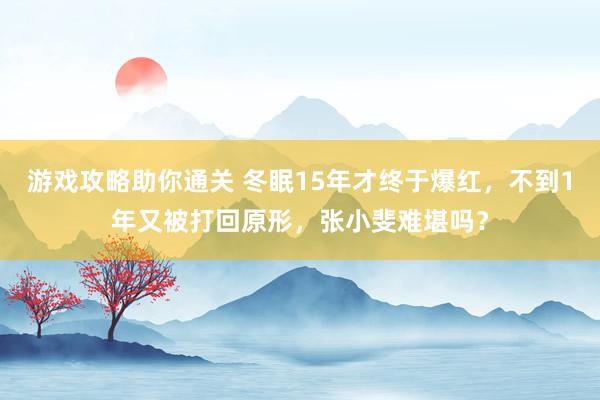 游戏攻略助你通关 冬眠15年才终于爆红，不到1年又被打回原形，张小斐难堪吗？