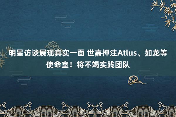 明星访谈展现真实一面 世嘉押注Atlus、如龙等使命室！将不竭实践团队